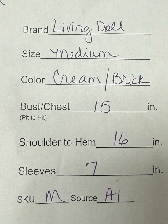 Living Doll Boho Floral Off Shoulder Top Medium Cream Brick Smocked Cute - Picture 11 of 11